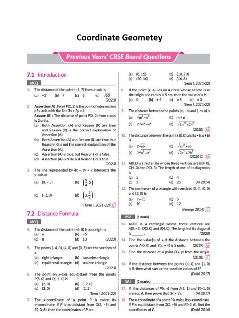 7. Coordinate Geometry | PDF