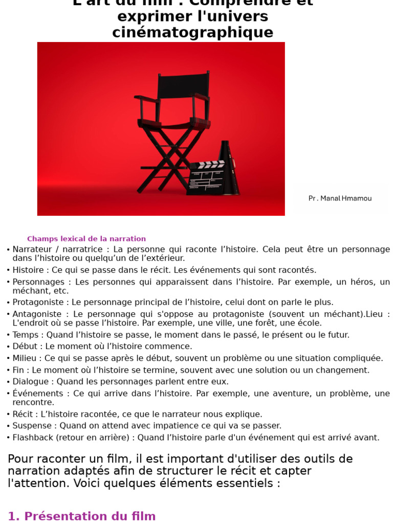 Vocabulaire et structure de narration filmique | PDF