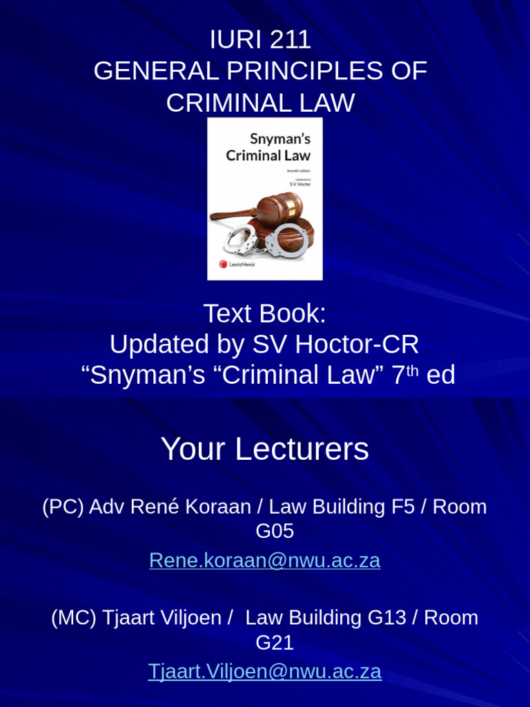 IURI 211 Criminal Law Overview | PDF