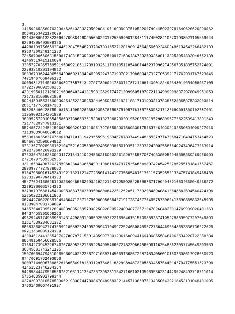 Pi 10000 Digits | PDF