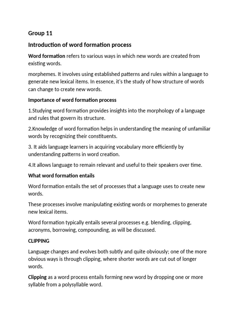 Word Formation Processes Explained | PDF | Acronym | Word