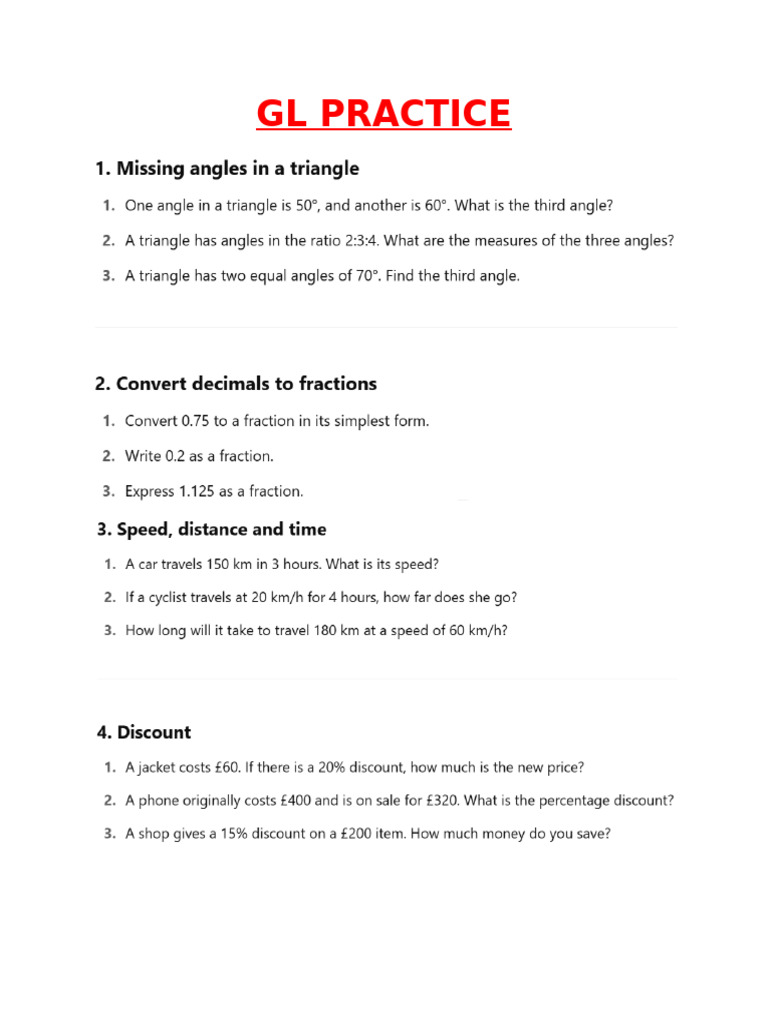 GL Practice Questions | PDF