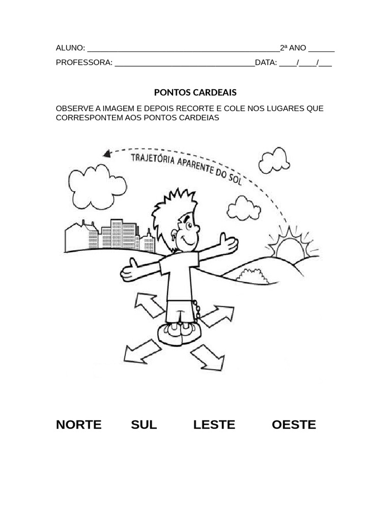 Atividade sobre Pontos Cardeais para 2º Ano | PDF