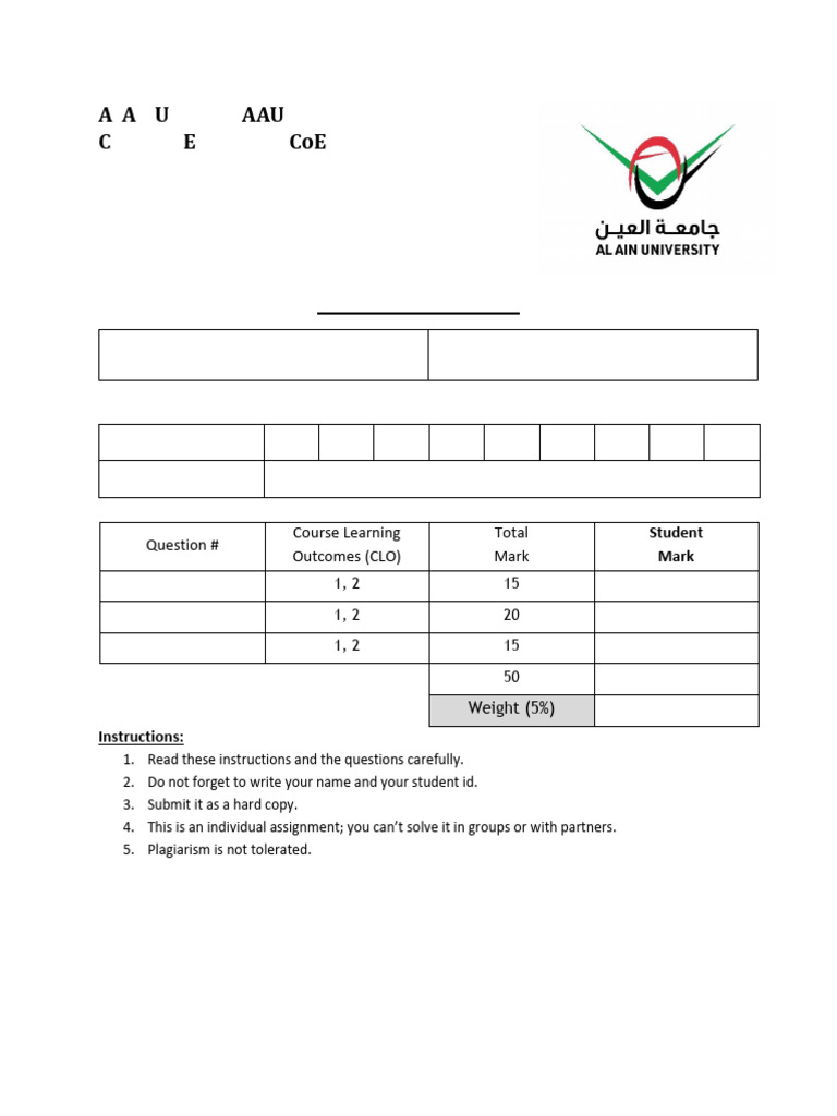 Al Ain University Physics I Assignment | PDF | Physical Quantities ...