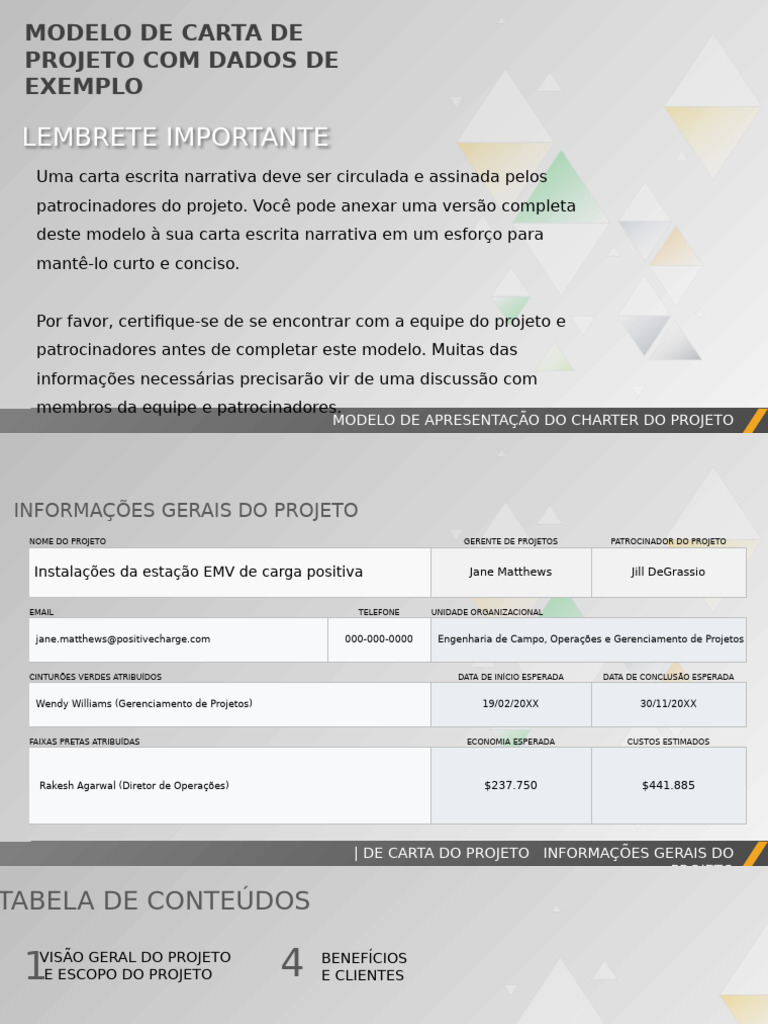 Modelo de Carta de Projeto para EVs | PDF | Custo | Gestão de projetos