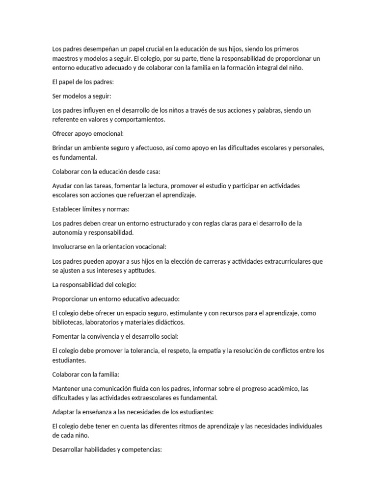 Los padres desempeñan un papel crucial en la educación de sus hijos ...