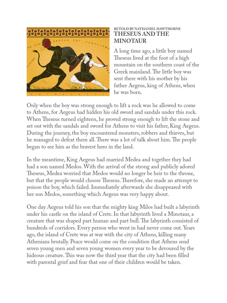 Thesus and The Minotaur | PDF | Theseus | Minotaur