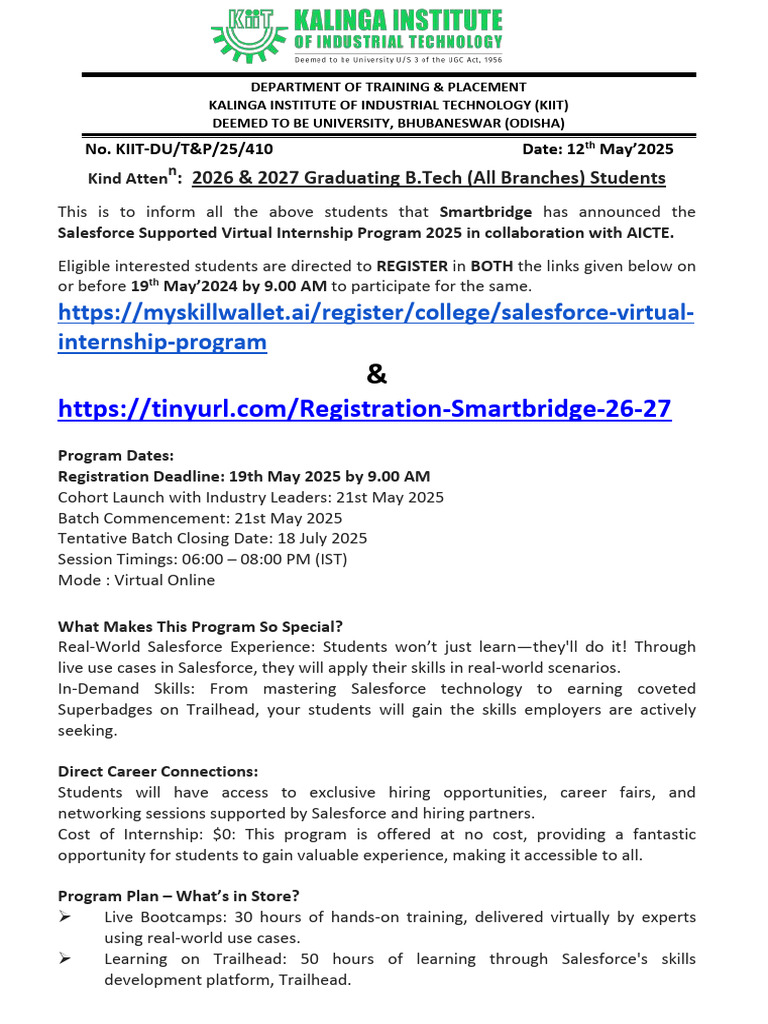 Salesforce Virtual Internship 2025 Details | PDF