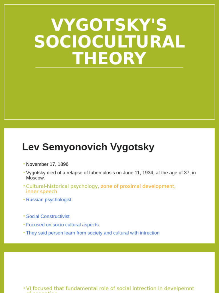 Vygotsky's Sociocultural Theory | PDF