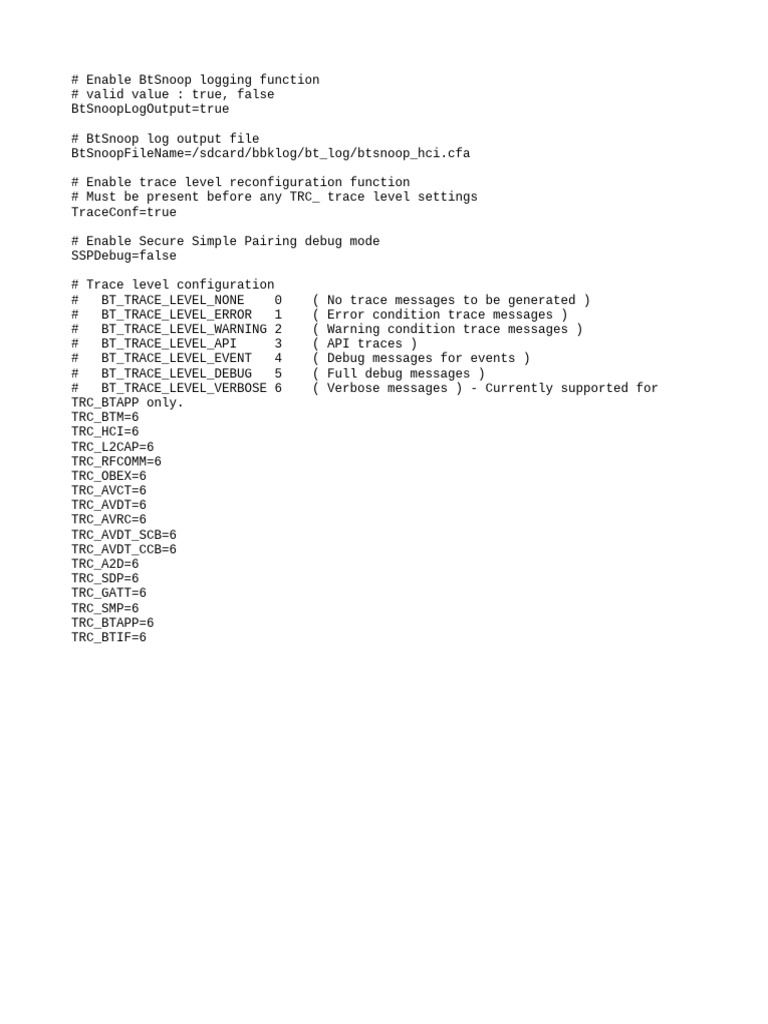 Bluetooth Logging Configuration Guide | PDF