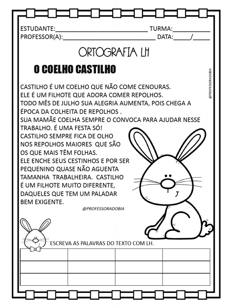 Separação Silábica da Palavra Coelho | PDF