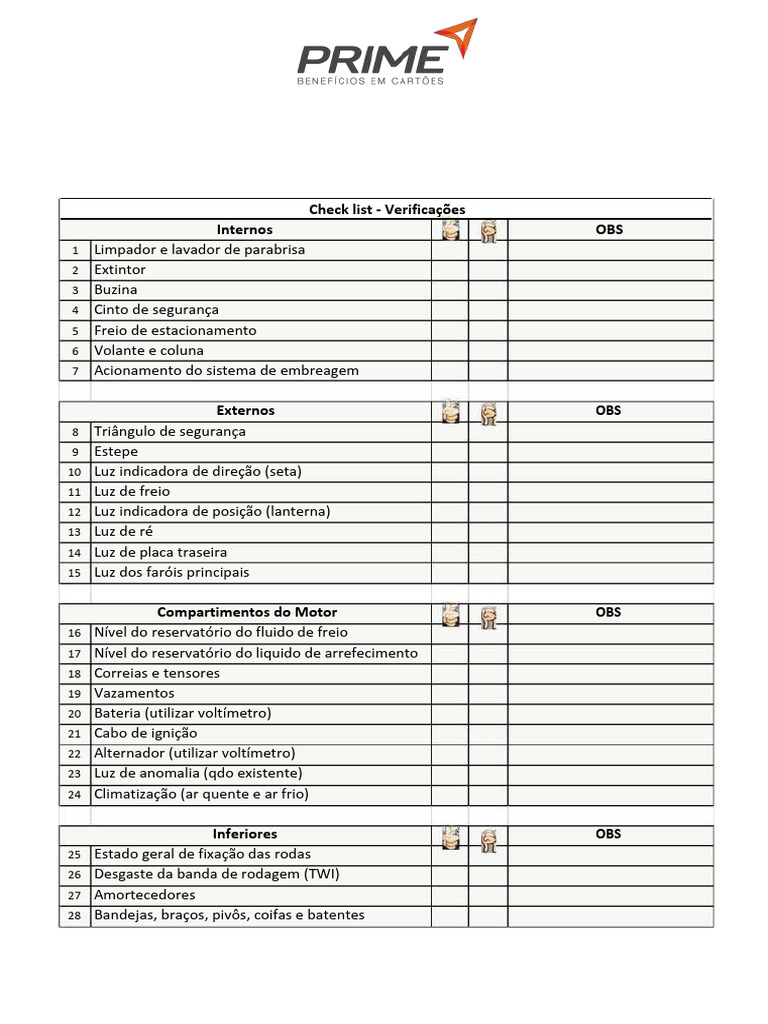 Checklist Completo para Veículos | PDF