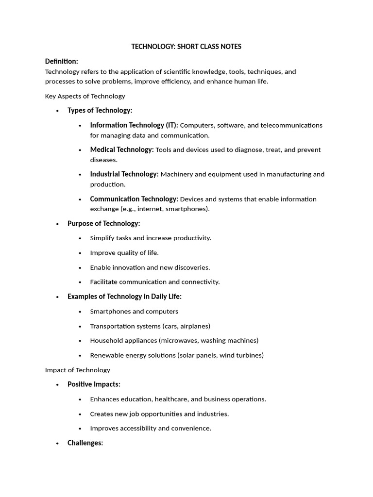 Overview of Technology Types and Impact | PDF