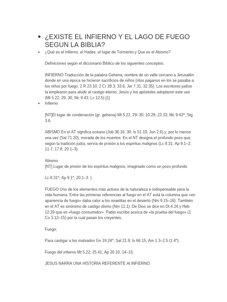 Infierno y Lago de Fuego en la Biblia | PDF | Infierno | Satán