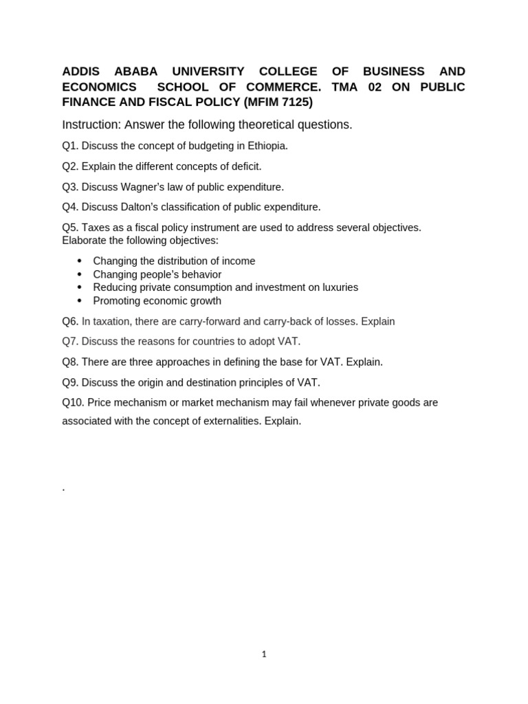 TMA 02 ON Public Finance and Fiscal Policy | PDF