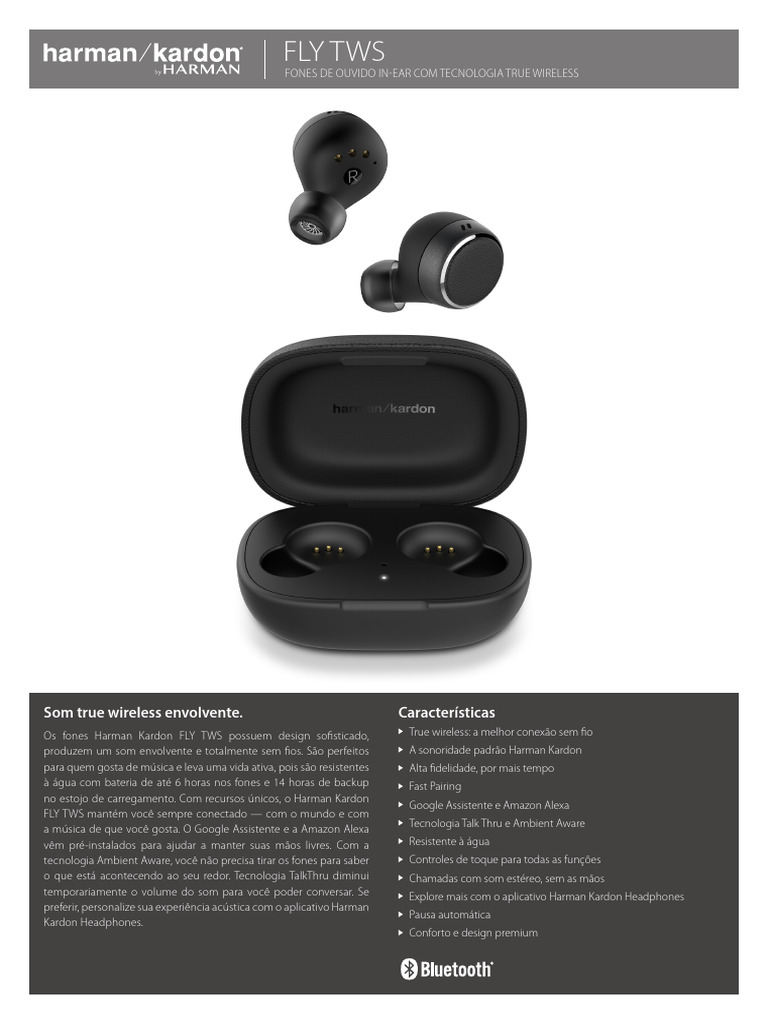 HK FLY TWS Spec Sheet Portuguess | PDF | Fones de ouvido | Sem fio