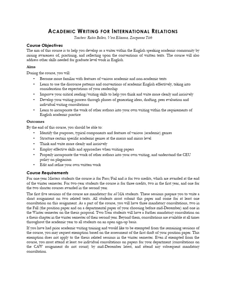 Academic Writing in International Relations | PDF | Thesis | Human ...