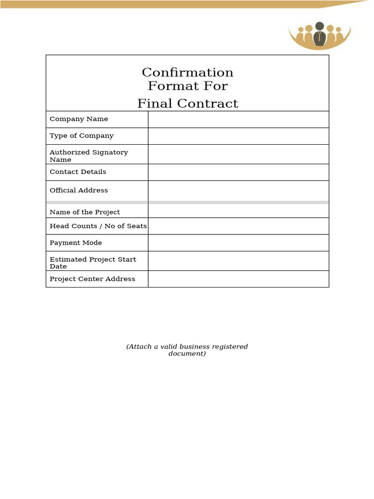 Final Contract Confirmation Format | PDF