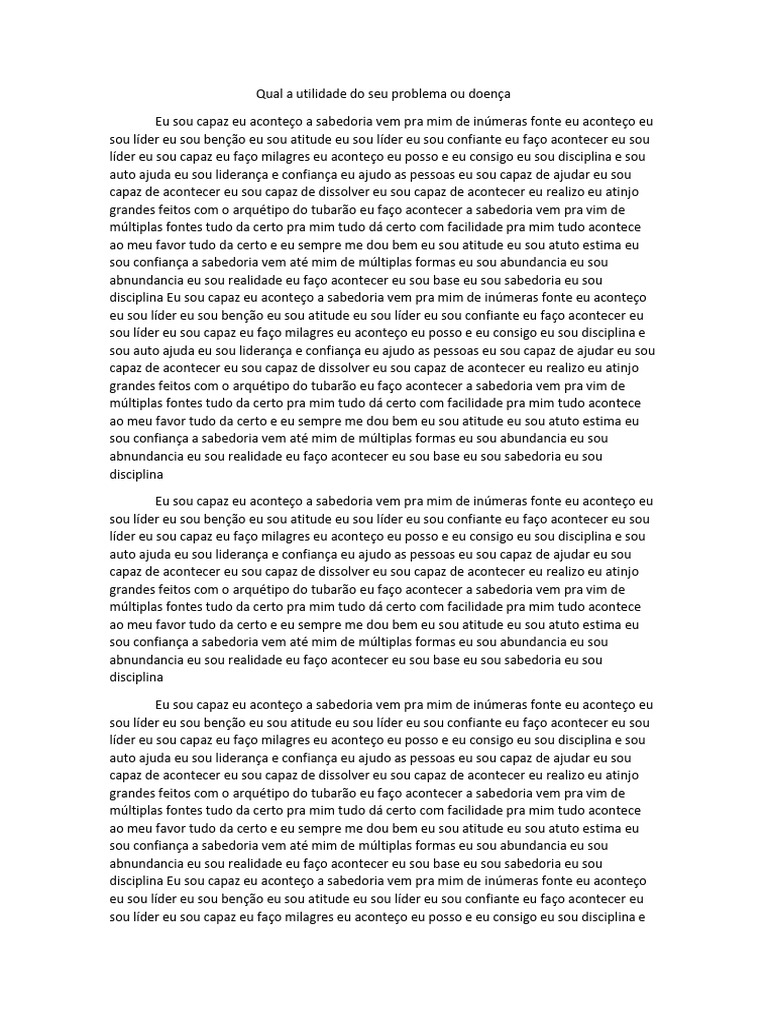 Qual A Utilidade Do Seu Problema Ou Doença | PDF