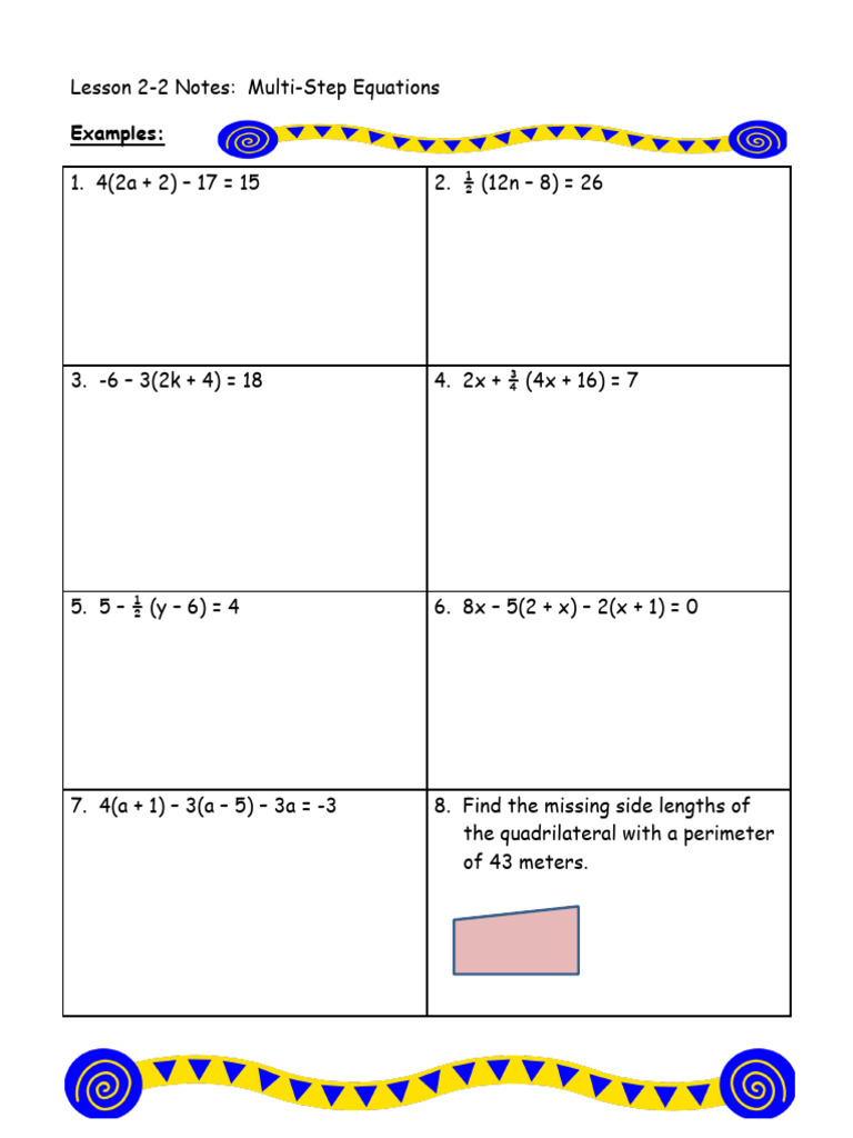 Lesson+2.2+Mutli Step+Equations+Notes | PDF
