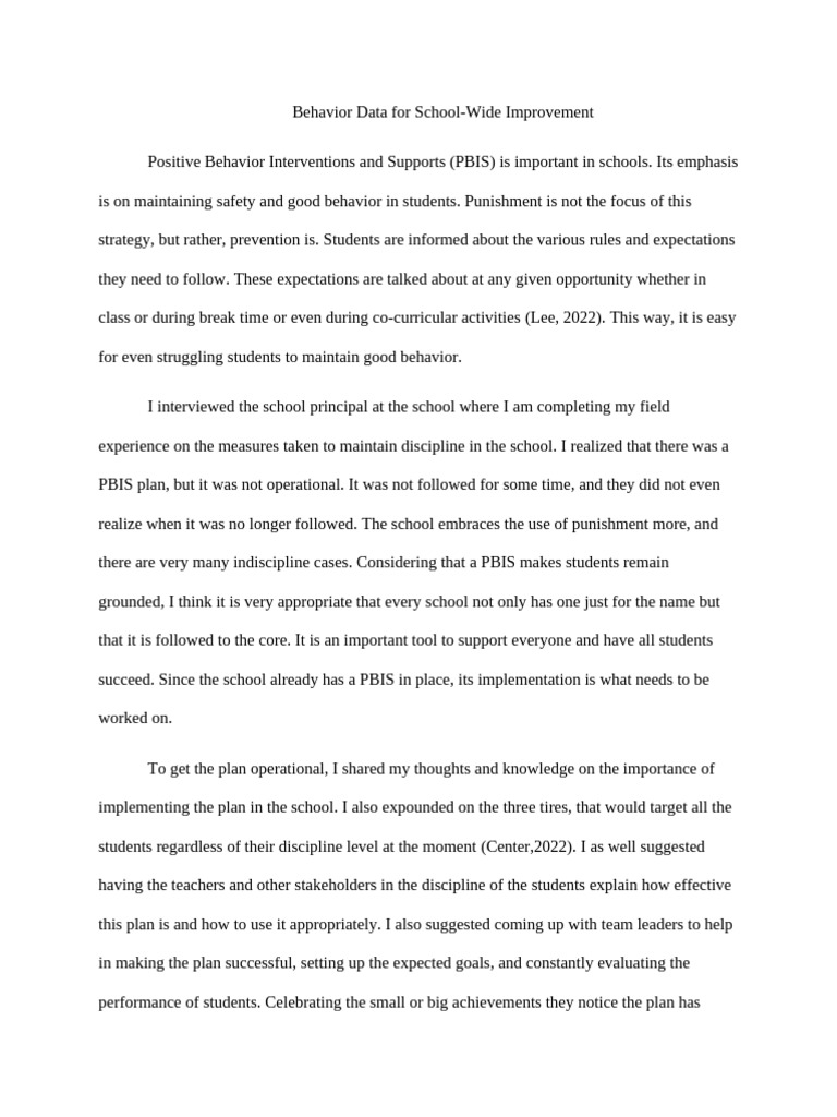 Discusion Post - Behavior Data For School Wide Improvemnet | PDF ...