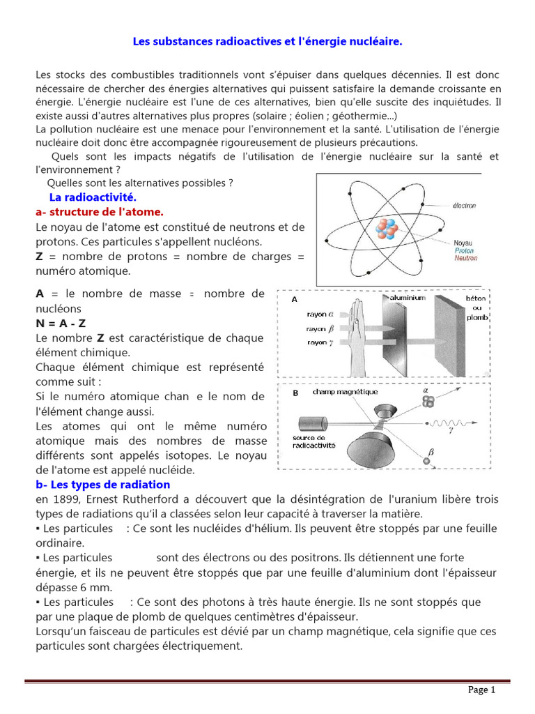 Énergie nucléaire et radioactivité expliquées | PDF | Radioactivité ...