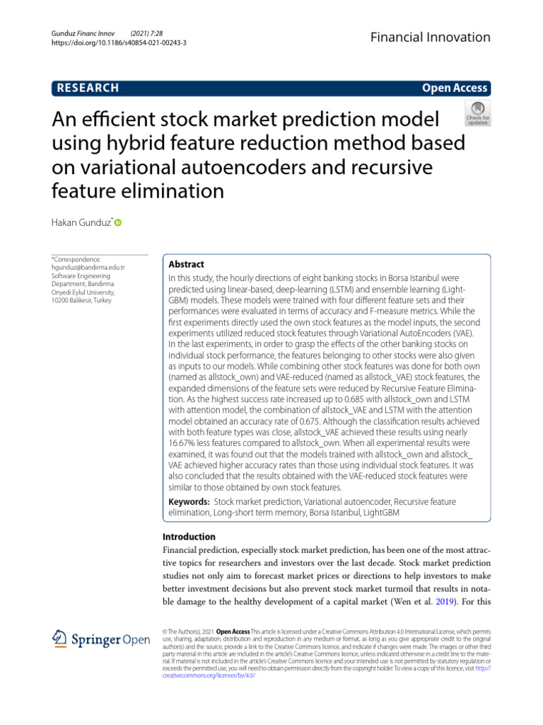An Efficient Stock Market Prediction Model Using Hybrid Feature ...
