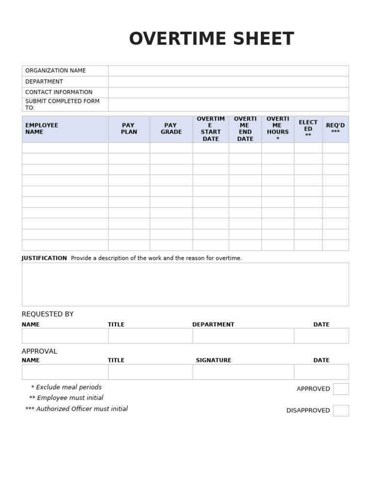 Overtime Record Template 06 22 02 | PDF