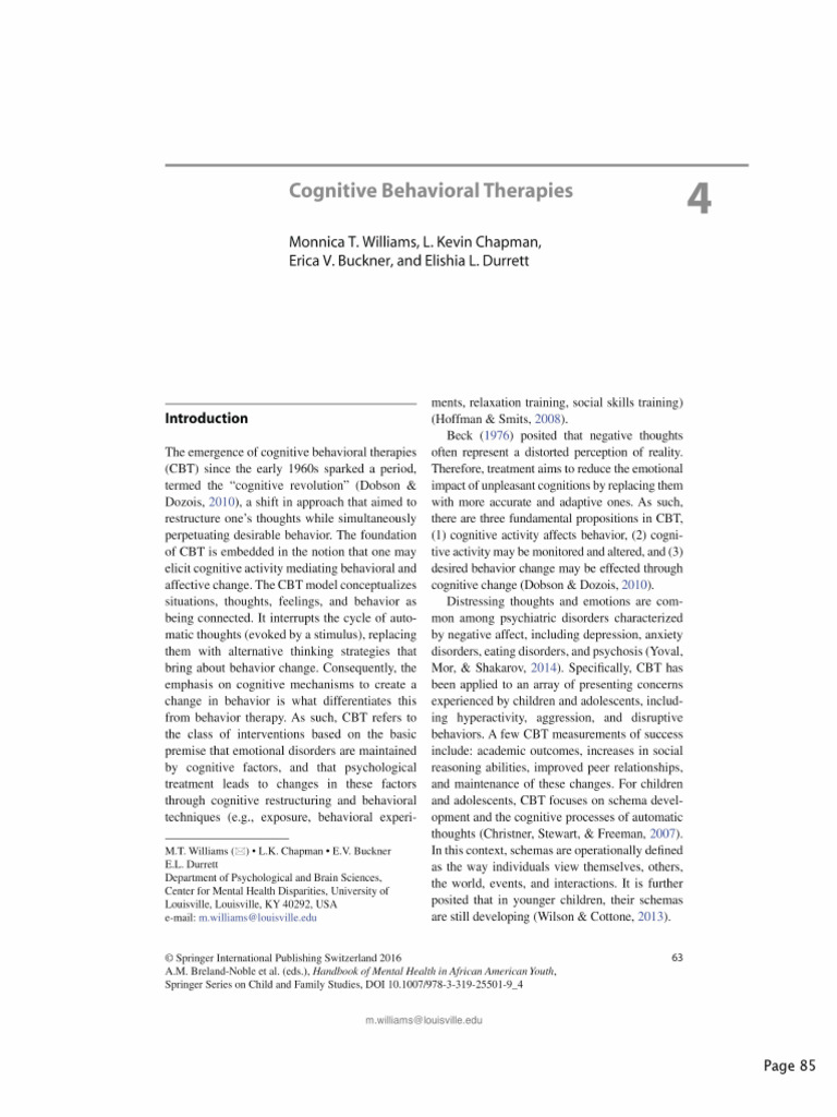 CBT for African American Youth | PDF | Cognitive Behavioral Therapy ...