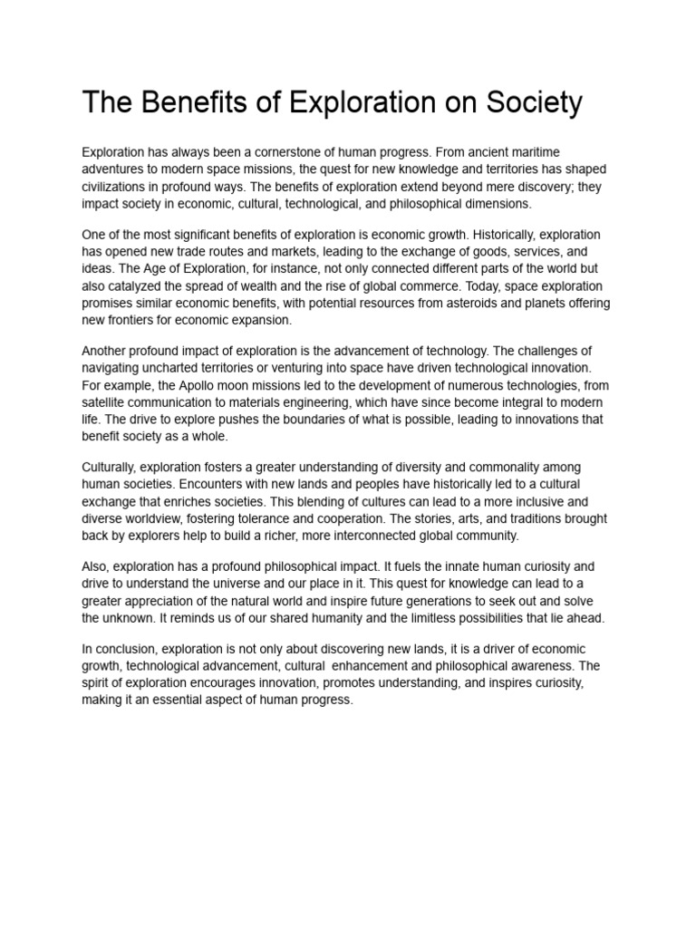 Benefits of Exploration on Society | PDF | Exploration | Society
