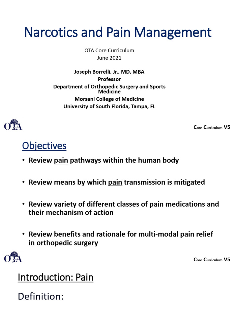 Narcotics and Pain Managed in Orthopedic | PDF | Pain | Opioid