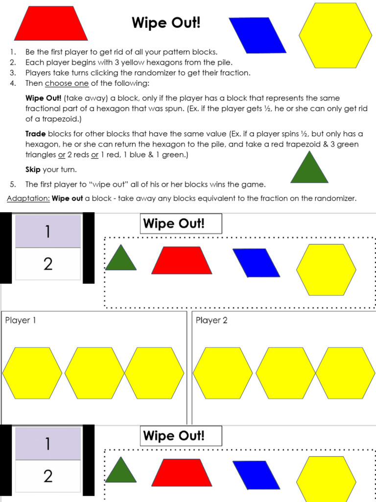 Wipe Out! G3 Fractions | PDF