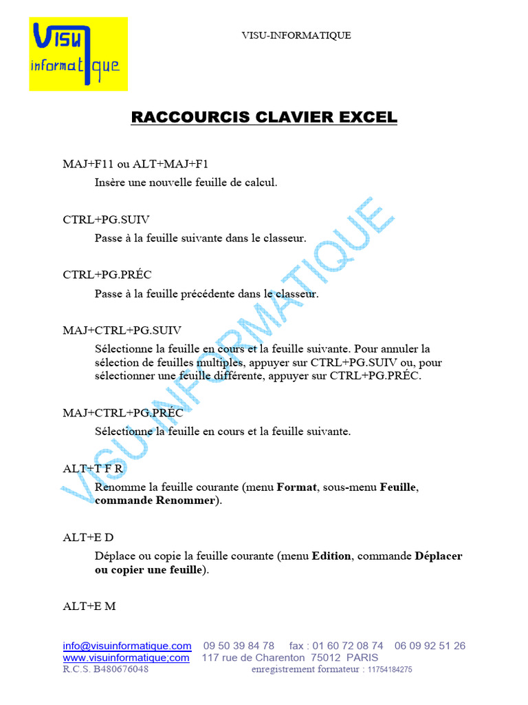 Raccourcis Clavier Excel Essentiels PDF — free download