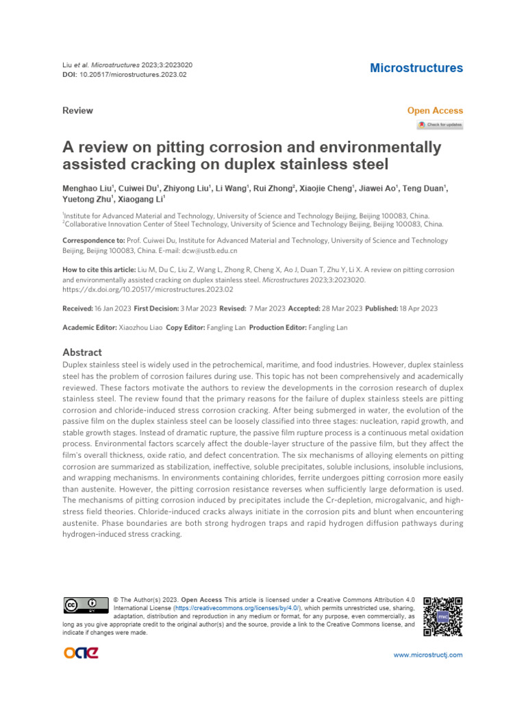 Duplex Stainless Steel Corrosion Review | PDF | Stainless Steel | Corrosion