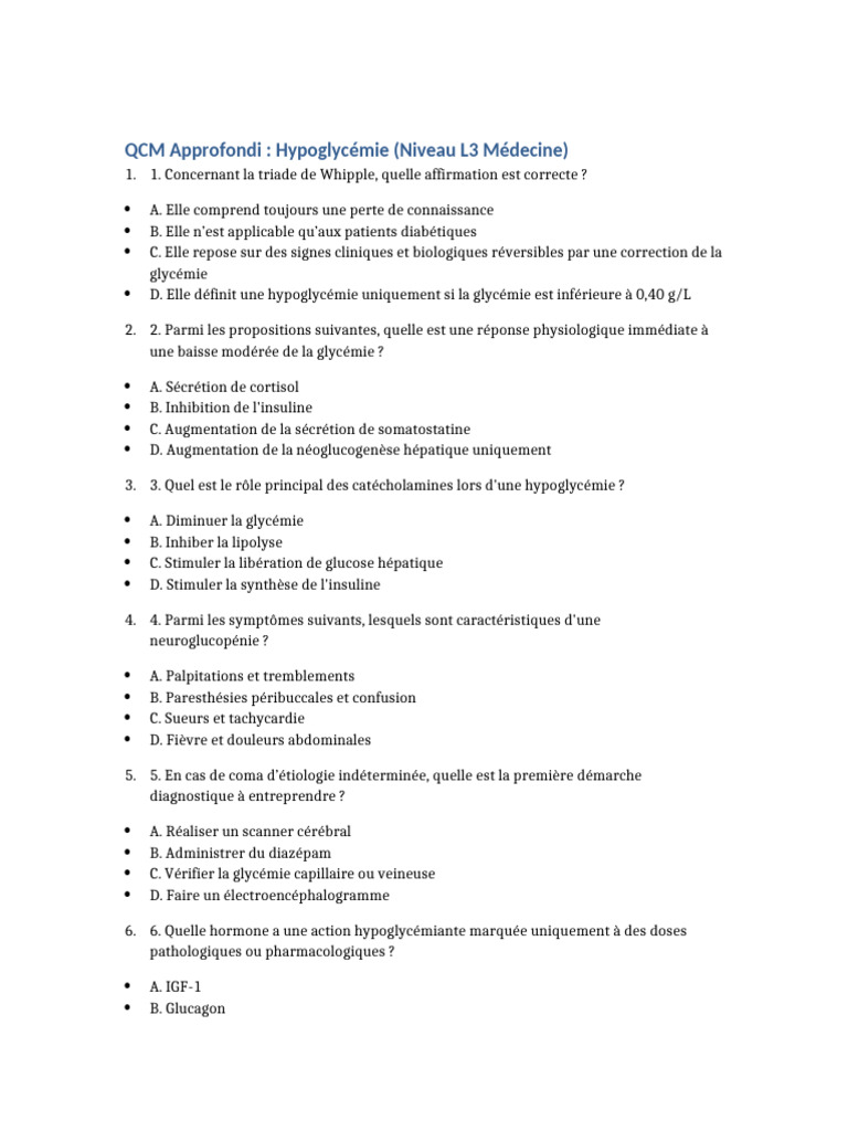 Comprendre la triade de Whipple | PDF | Hypoglycémie | Spécialités ...