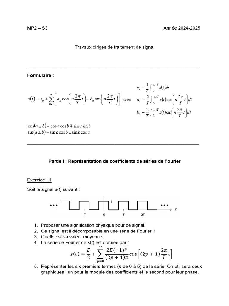 Travaux Dirigés en Traitement de Signal | PDF | Modulation | Filtre ...