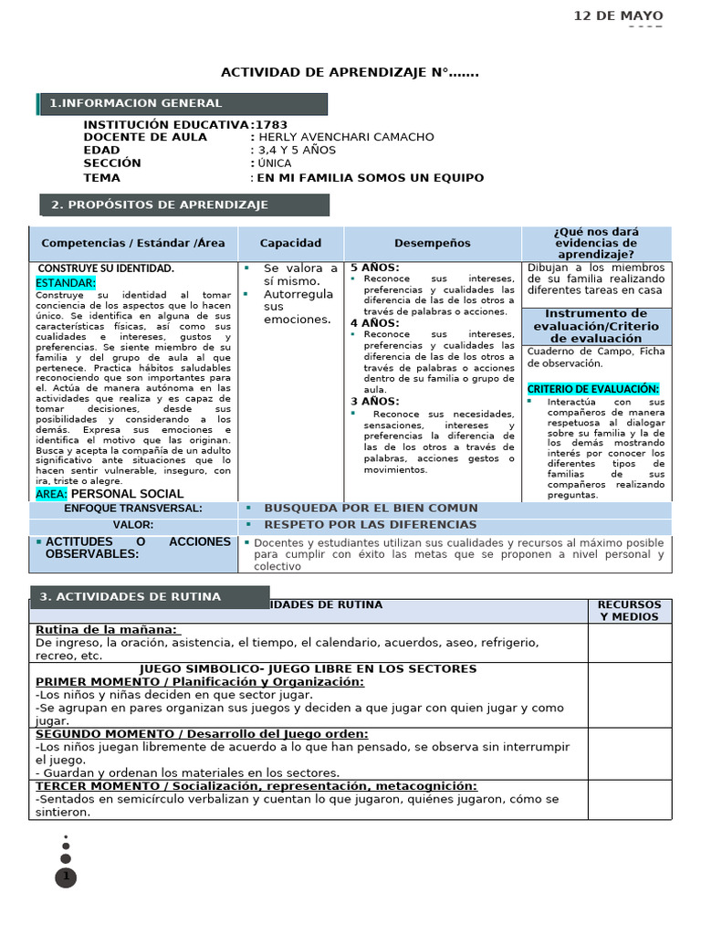 Actividad de Aprendizaje 12 de Mayo 2025 | PDF | Aprendizaje | Sicología