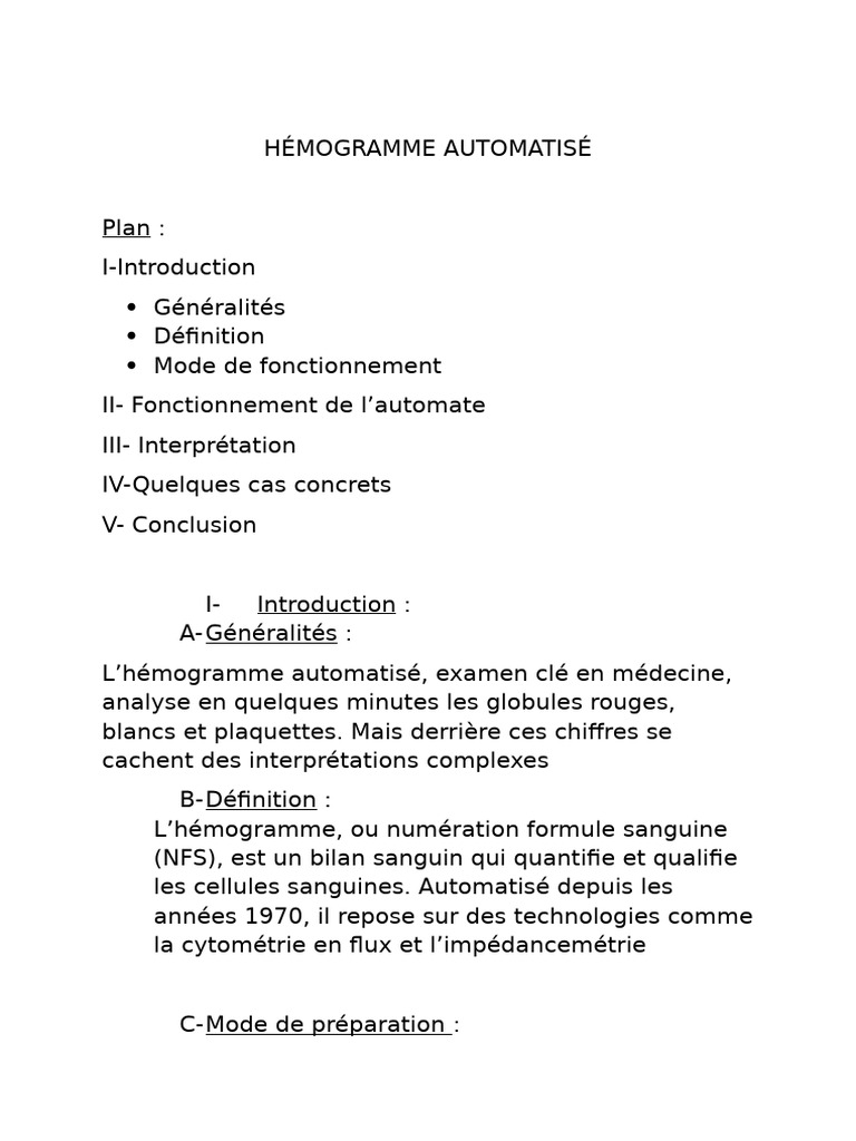 Hémogramme | PDF | Hématologie | Sang