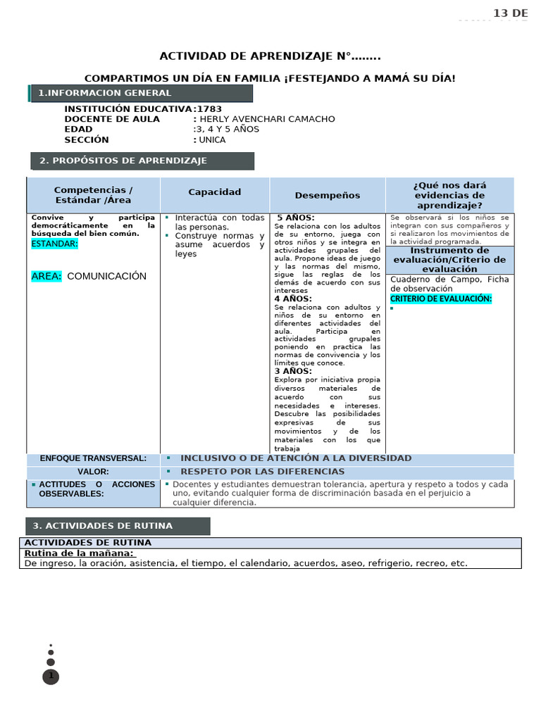 Actividad de Aprendizaje 13 de Mayo Del 2025 | PDF | Aprendizaje ...