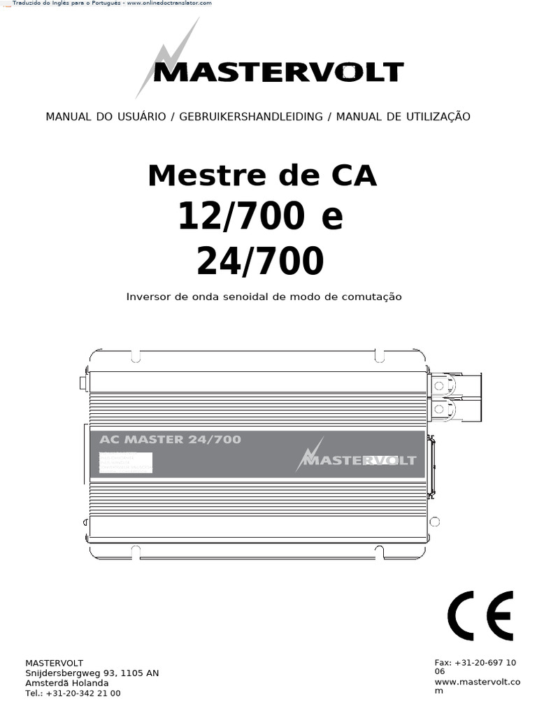 Inversor Mastervolt 12 - 700 | PDF | Umidade | Diodo emissor de luz