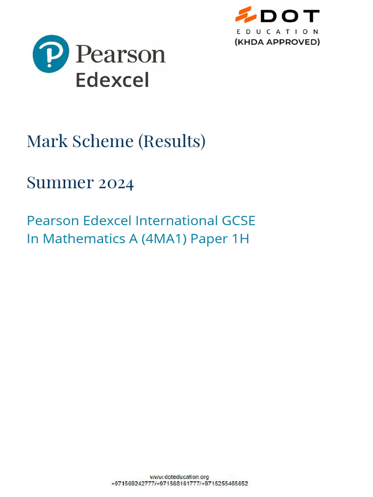 Edexcel IGCSE Maths Mark Scheme 2024 | PDF | Mathematics