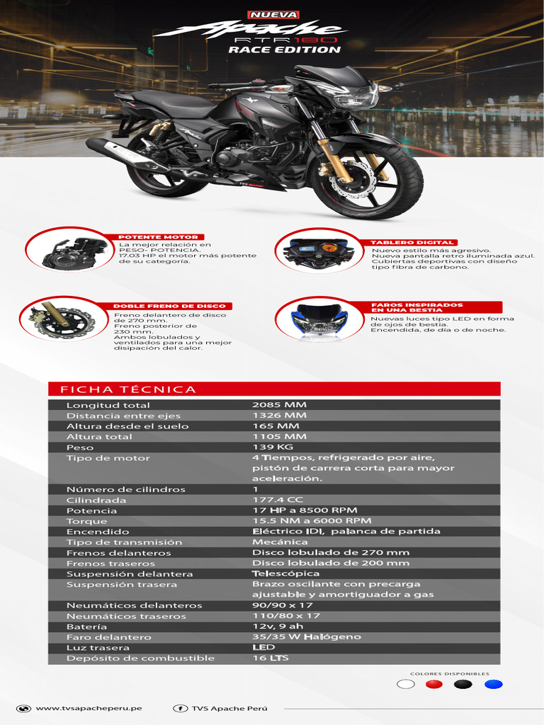 Apache RTR 180 Re | PDF | Diodo emisor de luz | Vehículos de lujo