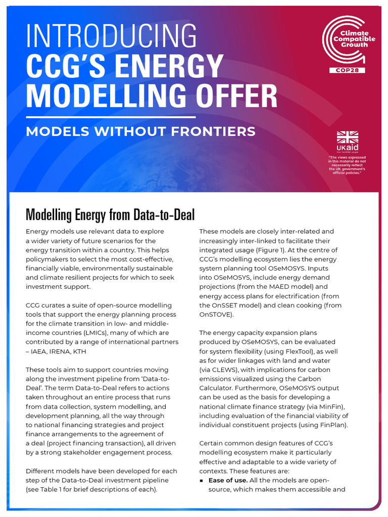 CCG-Energy-Modelling-Flyer_281123-1 | PDF | Economies | Environmental ...