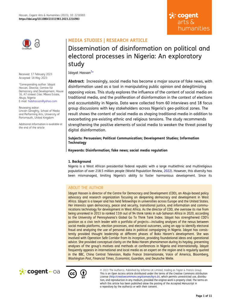 Dissemination of Disinformation On Political and e | PDF | Social Media ...