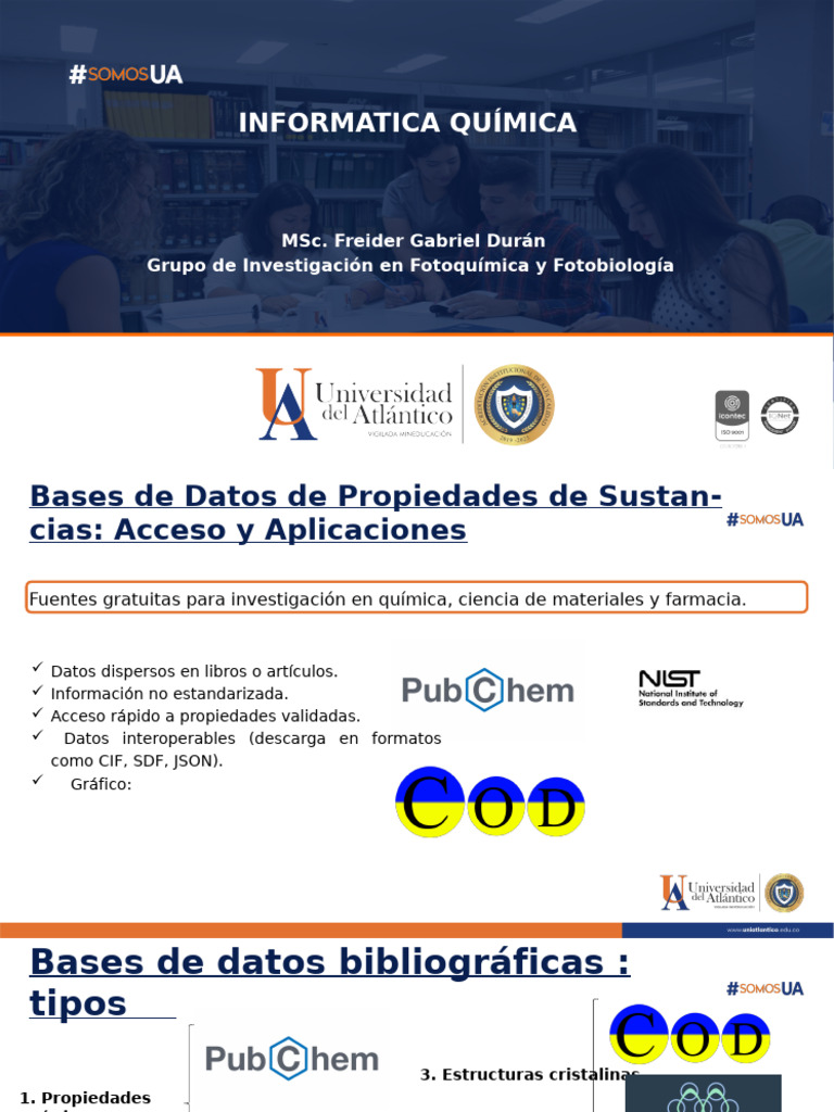 Informatica Quimica - Bases de Datos de Propiedades Quimicas | PDF