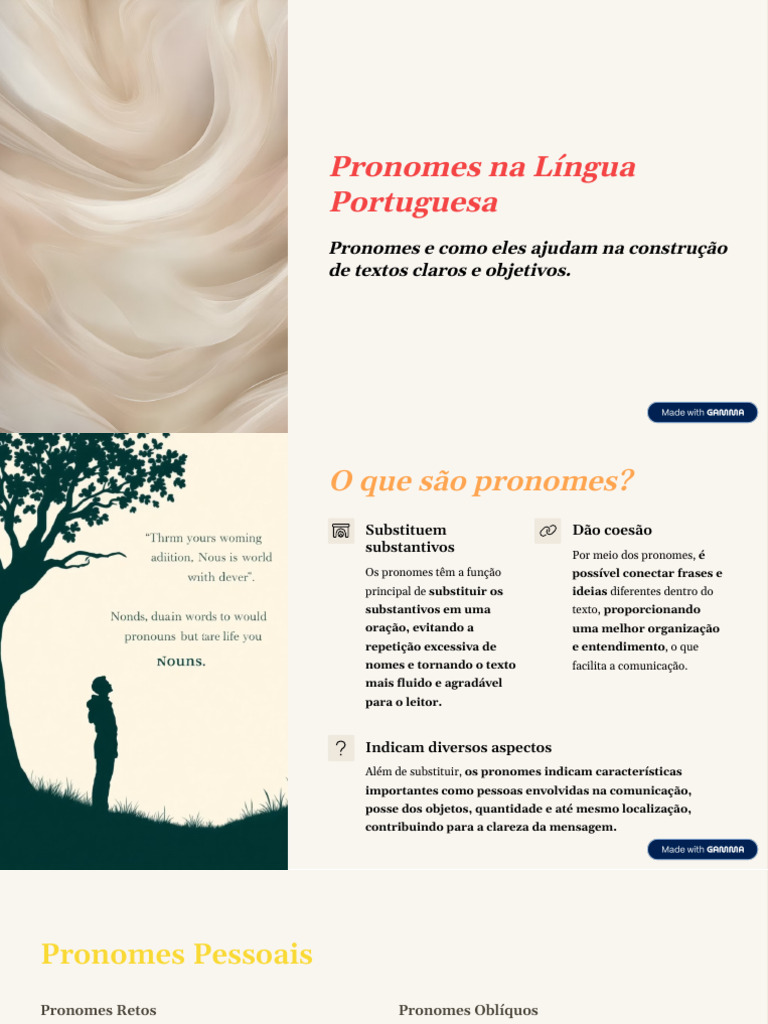Pronomes Na Lingua Portuguesa | PDF | Pronome | Famílias linguísticas
