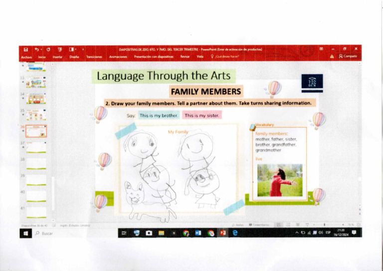 Family Member Draw Homework Ingles | PDF