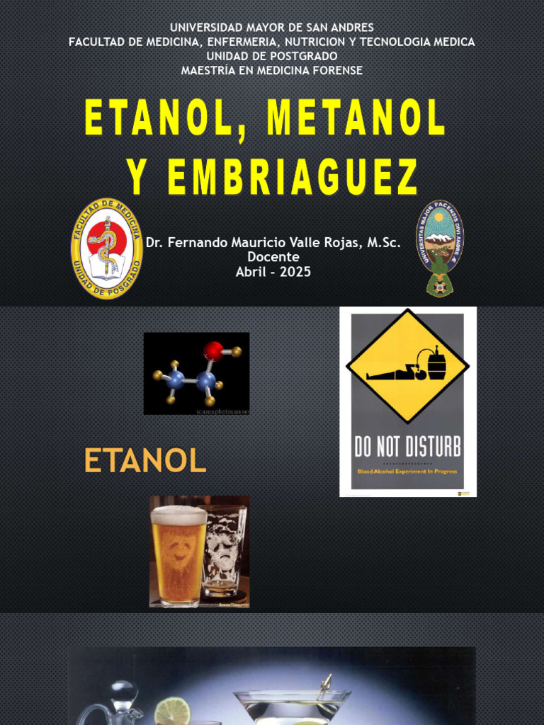 SEXTA CLASE - Etanol, Metanol y Embriaguez 2025 | PDF | Etanol | Metanol