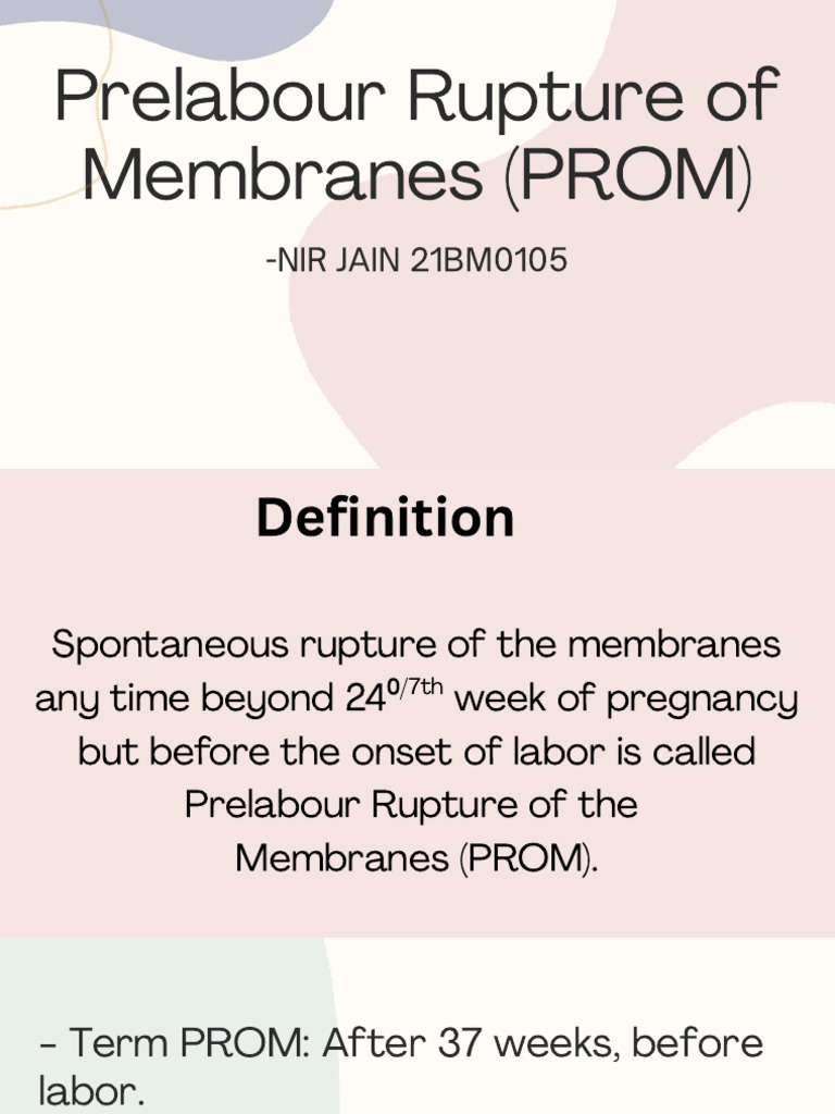 Understanding Prelabour Rupture of Membranes | PDF | Vagina | Medical ...