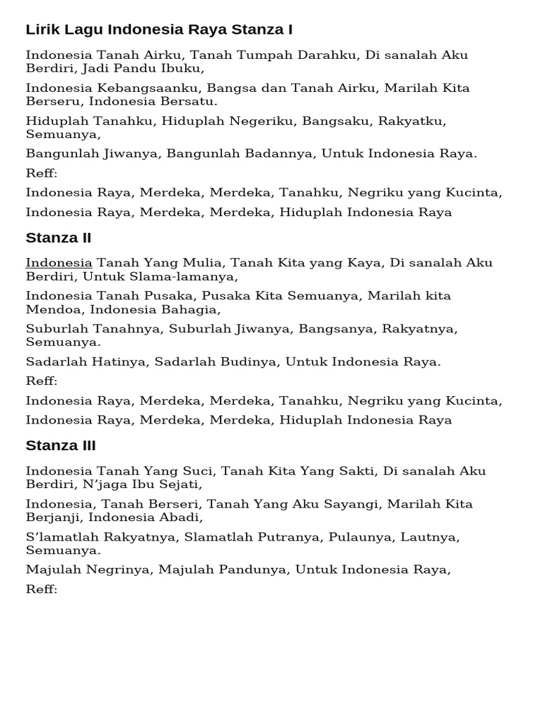 Lirik Lengkap Indonesia Raya | PDF